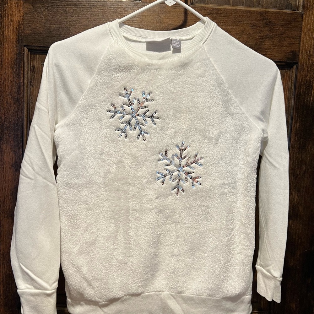 Children’s Place White Snowflake Sweater 10-12